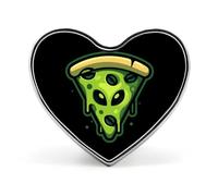Evil Aliens Pizza Heart Shaped Enamel Brooch Pin Button Badges Decoration Hat Clothing Bag Accessories Gift Crafts