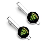 Evil Aliens Pizza Silver Tie Clip Long Styles Necktie Clip Tie Bar for Business Wedding Graduation