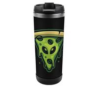 Evil Aliens Pizza Travel Mug Reusable Stainless Steel Coffee Cup Double Wall with Spill Proof Lid