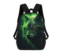 Evil Black Wolf in Green Backpack, 3D Printed School Bag, School Lunch Bag, Travel Backpack, Friends Backpack, School Backpack for Girls And Boys 17inch