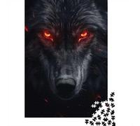 Evil Black Wolf Portrait Puzzle 1000 Pieces for Adults, Animal Theme Jigsaw, Relaxing Weekend Challenge, 38x26cm/1000pcs