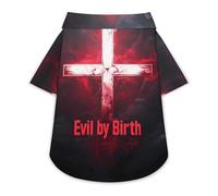 Evil by Birth Dog Hawaiian Shirt Stretch Collar Button Down Pet Clothes for Small Medium Puppy