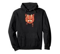 evil Cat Face Oni Kawaii Demon Kitty Horned Anime Pullover Hoodie