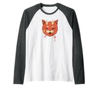 Evil Cat Face Oni Kawaii Demon Kitty Horned Anime Raglan Baseball Tee