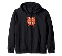 evil Cat Face Oni Kawaii Demon Kitty Horned Anime Zip Hoodie