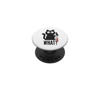 Evil Cat with What? Sarcastic Humor for Office Desk PopSockets Adhesive PopGrip