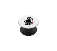 Evil Cat with What? Sarcastic Humor for Office Desk PopSockets Adhesive PopGrip