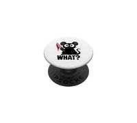 Evil Cat with What? Sarcastic Humor for Pet Lovers PopSockets Adhesive PopGrip