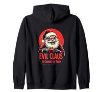 Evil Claus Is Coming to Town - Creepy Holiday Santa Zip Hoodie