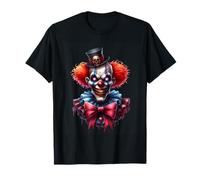 Evil Clown Grinning Red Bow Skull Eyes T-Shirt