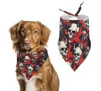 Evil Demon Skull with Flames Cute Dog Bandana Triangle Adjustable Washable
