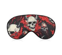 Evil Demon Skull with Flames Fashion Sleep Eye Mask Soft Covers for Sleeping with Adjustable Strap