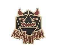 Evil DnD Game Master Enamel Lapel Pin | D20 Dice with Devil Horns Muahahaha Dragon Dungeon Master, Metal, no gemstone