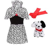 Evil Dog Lady Costume - Gloves & Dalmatian Dog I Love Fancy Dress Black Medium
