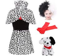 Evil Dog Lady with Wig, Gloves and Dalmatian Dog I Love Fancy Dress Black Large