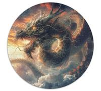 Evil Dragon 1000 Piece Round Jigsaw Puzzle Wildlife All Ages Gift Puzzle Stress Relief Relaxing Activity Home Decor 1000pcs (67.5x67.5cm)