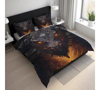 Evil Dragon Emperor Duvet Cover Sets, Fantasy Dragon Bedding Sets Double-Sided Printing, Soft Microfiber Quilt Cover With Zip Fastening + 2 Pillowcase, 290x235 M&-95