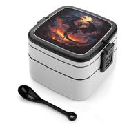 Evil Dragon with Holy Sword Adult Bento Stackable Lunch Box Food Container Meal Prep with Cutlery