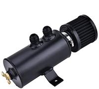 EVIL ENERGY 10an Oil Catch Can, 750ml Universal Baffled Catch Can with Breather Filter Aluminum Breather Tank 2 Port Air Oil Separator Black