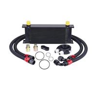 EVIL ENERGY 16 Row Oil Cooler Kit, 10AN Transmission Engine Cooler British Radiator Universal Aluminium Black