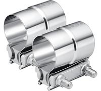 EVIL ENERGY 2.5" 2 1/2 Lap Joint Exhaust Band Clamp Exhaust Repair Preformed 304 Stainless Steel 2pcs