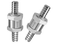 Evil Energy 5/16" Fuel Check Valve One Way Inline Non Return Diesel Gasoline Silver(8mm OD,2PCS)