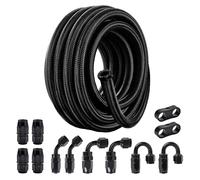 EVIL ENERGY 6AN 3/8" Fuel line Hose Fitting Kit Braided Nylon Stainless Steel Oil Gas CPE 20FT Black