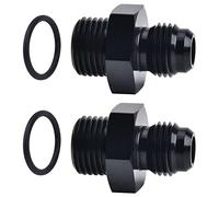 Evil Energy 6AN Flare Male to M16 x 1.5mm Male Metric Thread Pipe Hose Straight Fitting Adapter Union Connector Aluminium Alloy Black 2Pcs