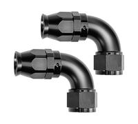 EVIL ENERGY 8AN 90 Degree PTFE One Piece Full Flow End Hose Fitting Aluminum Black 2PCS