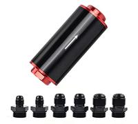 EVIL ENERGY Inline Fuel Filter 100 Micron with 6AN 8AN 10AN Adapter Universal 50MM Red