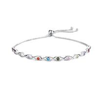 Evil Eye 925 Sterling Silver Tennis Bracelets For Women Rainbow Colorful Cz Adjustable Men Turkey Jewelry
