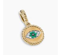 Evil Eye Amulet in 18ct Yellow Gold with Pavé Emeralds and Diamonds, 18.8mm