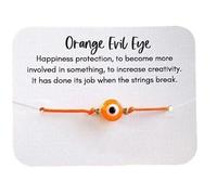 Evil Eye Bracelet,Evil Eye Bracelet in Colors,Evil Eye Lucky Bracelets Adjustable red String Amulet for Women Men,Send to Family And Friends,Eye Charm Size 5mm-6mm (Orange)