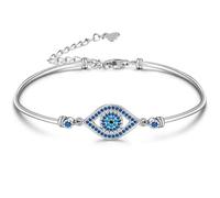 Evil Eye Bracelets Silver Blue Greek Evil Eye Bracelet for Women Dainty Turkish Protection Jewelry Greek Good Luck Charms Lucky Jewelry Gifts