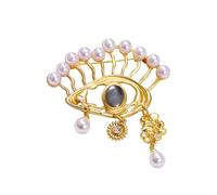 Evil Eye Brooch Fashion Unique Elegant Rhinestone Vintage Lucky Charms Eye Brooch Enamel Tassel Pearl Pin Clothing Jewelry Clothing Backpack Jacket Hat Decoration DIY, L, Crystal Rhinestone Pearl, no