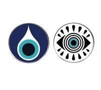 Evil Eye Brooch Set of 2, Turkish Blue Eye Alloy Pins for Protection, Insight Energy Awakening - Guardian Perception Jewelry