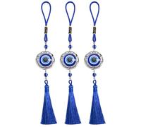 Evil Eye Car Charm, Protective Tassel Hanging Ornament Set, Spiritual Interior Decor for Rearview Mirror Styling, Durable Bead and Fabric Craft with Symbolic Design Detail, Auto Decoration