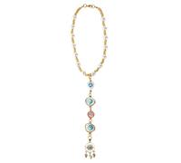 Evil Eye Car Hanging Ornament, Gold Lucky Evil Eye Decor Accessories Pendant Lanyards Heart Beaded Bag Charm Yin Yang Rear View Mirror Decoration for Window Door Frame Balcony Home Garden