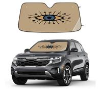 Evil Eye Car Windshield Sun Shade, Foldable UV Protection Front Window Sunshade with Suction Cups, Heat Blocking Reflective Sun Visor for Cars SUVs Trucks 139.7 x 70 cm