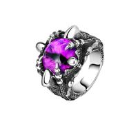 Evil Eye Claw Biker Ring, Eyeball Claw Ring for Men, Purple Stone Dragon Eye Ring Gothic Dragon Claw Demon Eye Jewelry, Eye of Hell Ring Punk Dragon Claw Eye Ring Purple Evil Eye Ring for Boys, Metal