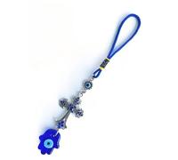 Evil Eye Crystal Cross Talisman Fatima's Holy Hand Pendant Decoration, Lucky Blue Evil Eye Hanging Ornament for Car, Home and Office for Protection and Blessing (1pc Fatima's Hand)