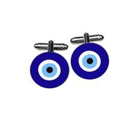 Evil Eye Cufflinks | Unique Nazar Protection & Good Luck Gift for Men | Turkish Greek Talisman Accessory | Stylish Spiritual Wedding Gift