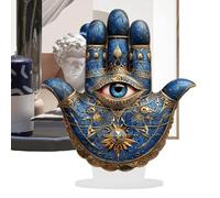 Evil Eye Decor - 2D Blue Ornament, Hand Symbol Sculpture | Meditation Corner, Bedroom Decor, Bookshelf Accent, Living Room Wall Charm, Zen Energy Art Desk, Spiritual Home for Holy Space