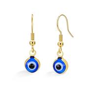Evil Eye Earrings for Women Stainless Steel Evil Eye Turkish Nazar Dangle Hoop Earrings Boho Tiny Lucky Protection Amulet Spiritual Jewelry Gift (Gold 2)