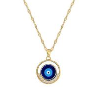 Evil Eye Gold Pendant Necklace Christmas Birthday Jewellery Gift for Women Daughter Mother Sister Granddaughter Family Friendship Stainless Steel
