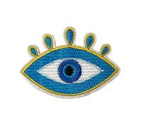 Evil Eye Gold Trim Embroidery Patch - Protective Symbol Iron On Badge (6.5 x 4.5cm)