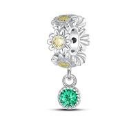Evil Eye Hamsa Fatima Sunflower Love Heart Lucky Ladybird Flower Elephant Charm Bead Pendant 925 Sterling Silver Compatible With Pandora Charm Moments Bracelet (Sunflower Daisy Stopper Spacer)
