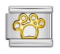 Evil Eye Heart Lucky Four Leaf Clover Dog Cat Paw Birthday Silver Gold 9mm Italian Link Charm Compatible With Nomination Bracelet Mum Mom Mother Daughter (Dog Cat Paw 18k)