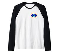 Evil Eye in Blue Golden Nazar Protection as Boho Spiritual Raglan Baseball Tee