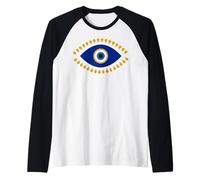 Evil Eye in Blue Golden Nazar Protection as Radiant Boho Raglan Baseball Tee
